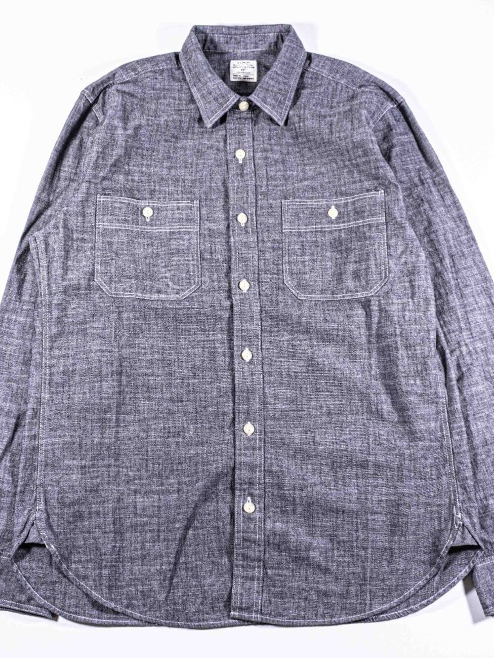 J Crew Gray Chambray Utility Work Shirt Mens Medium Y2K Denim Button Up